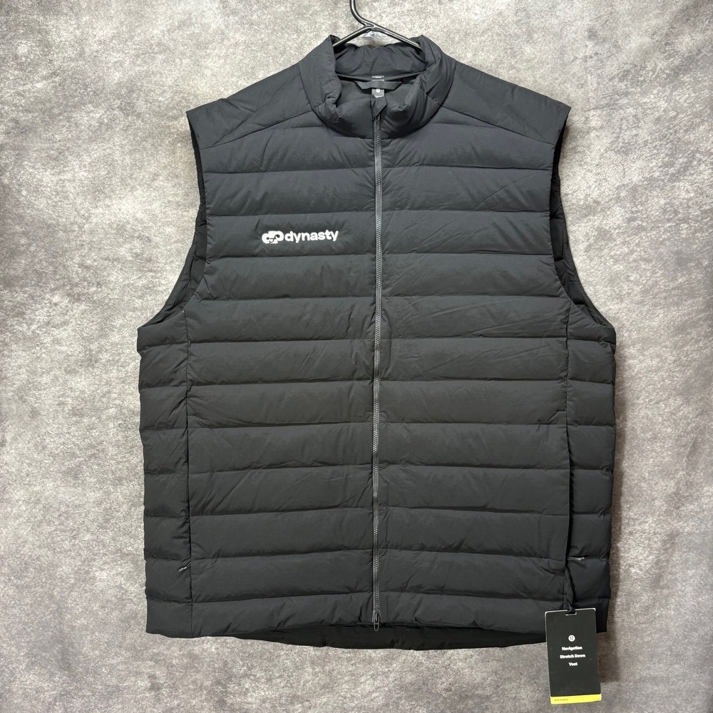 Lululemon Navigation Stretch Down Vest Mens XXL Black Dynasty Logo Puffer New